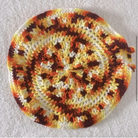 Vintage MCM Colours Handmade Crochet Knit Hot Pads - Picture 4 of 8